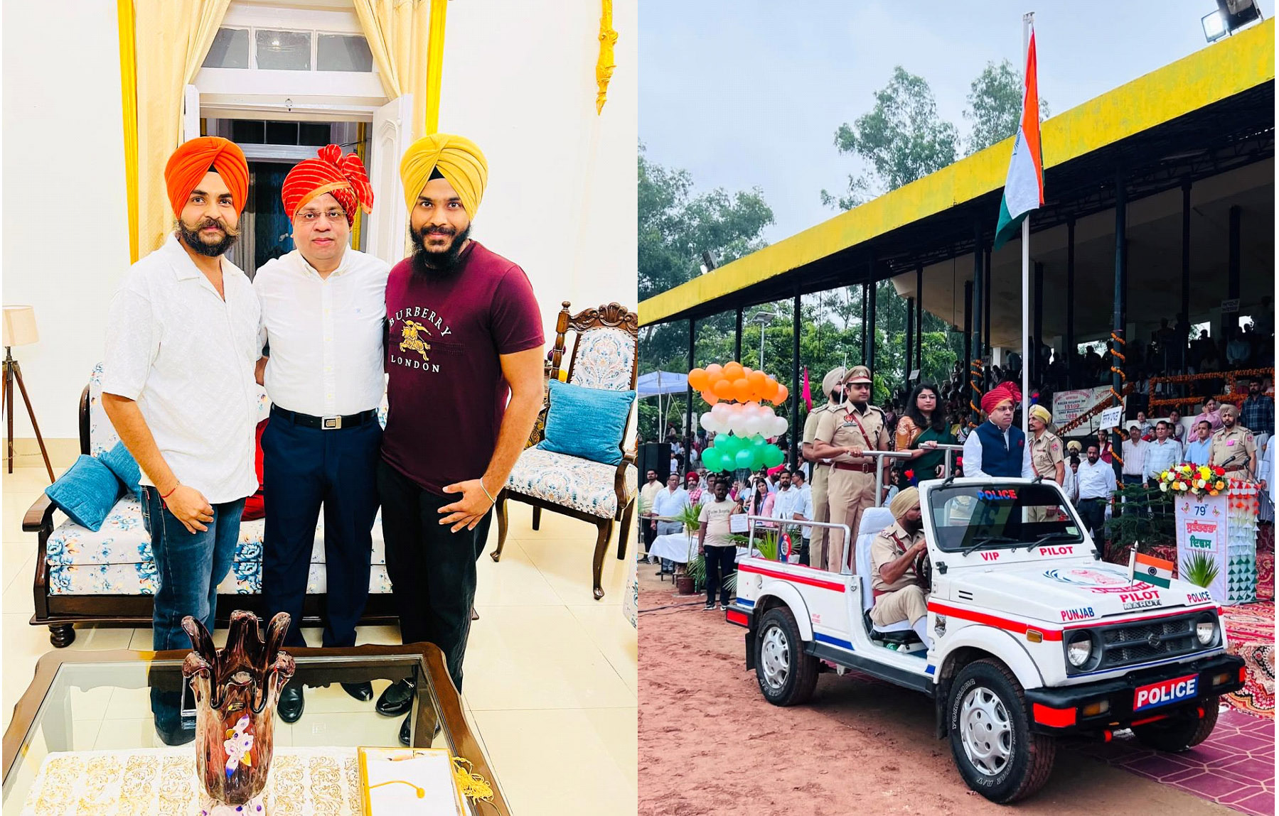ਟਰਬਨ ਕਿੰਗ ਪੁਸ਼ਪਿੰਦਰ ਸਿੰਘ ਅਤੇ ਫ਼ਤਹਿਜੀਤ ਸਿੰਘ ਨੇ ਆਜ਼ਾਦੀ ਦਿਵਸ ਮੌਕੇ ਡਿਪਟੀ ਕਮਿਸ਼ਨਰ ਕਪੂਰਥਲਾ ਸ਼੍ਰੀ ਅੰਮਿਤ ਕੁਮਾਰ ਪੰਚਾਲ ਜੀ ਦੇ ਸਿਰ ਤੇ ਸਜਾਈ ਦਸਤਾਰ